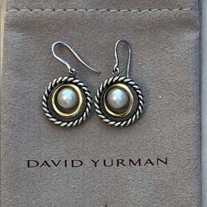 David Yurman Two-Tone Pearl Drop Earrings